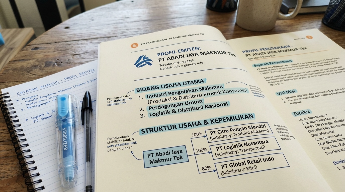 Halaman profil perusahaan dengan bagian struktur usaha yang ditandai